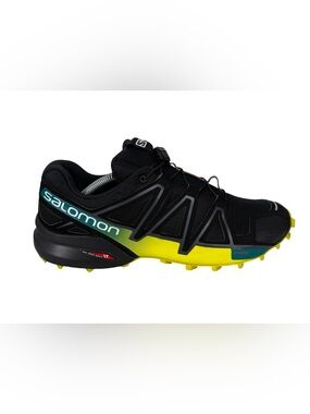 Salomon SpeedCross 4 Trail Shoes Black Green Mens Size 12 Running 392398 Outdoor